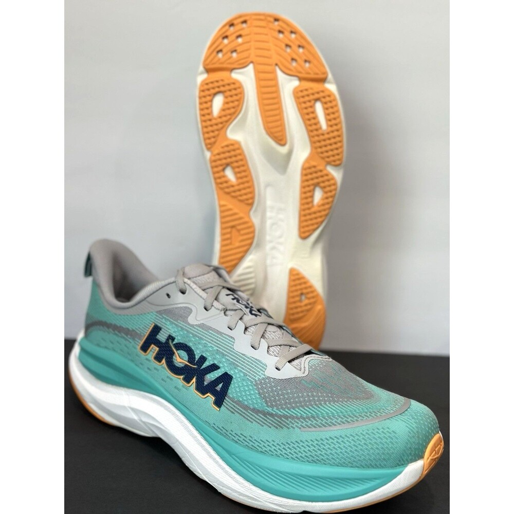 Hoka One One Mens 12.5 Skyflow Walking Gym Running Shoes Stellar Grey Shoreline
